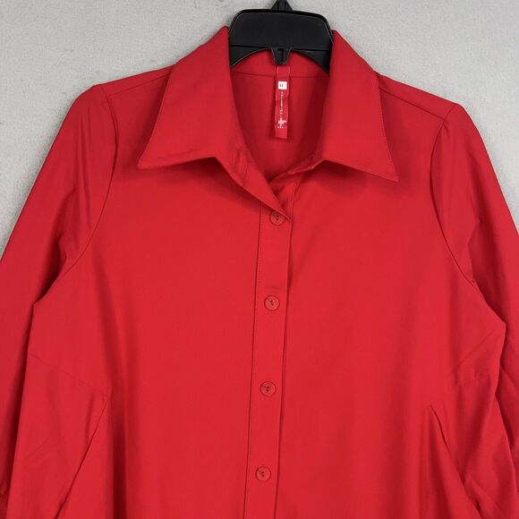 IC Collection Shirt Womens Small Red Tunic Connie K Artsy Eclectic Made in USA - Picture 2 of 16